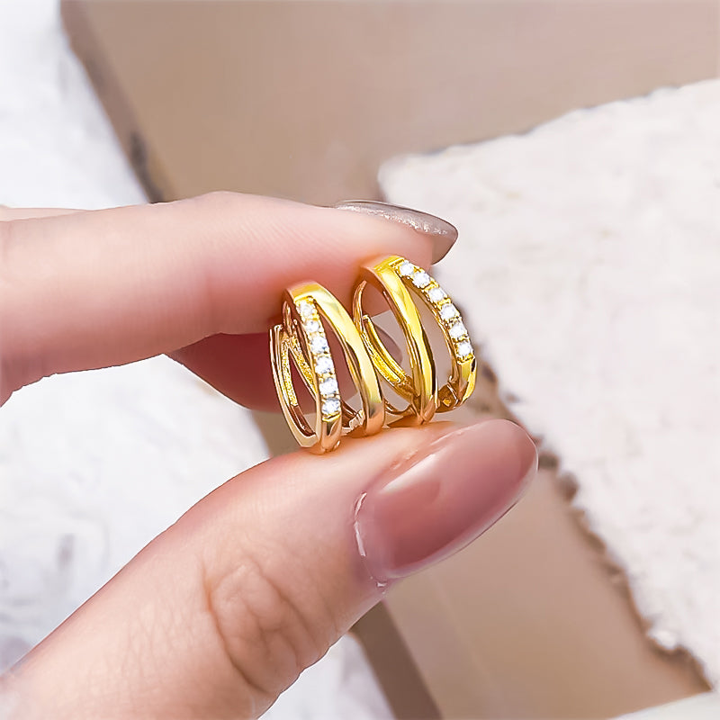 Pendientes Gaian, doble aro con circonita elegante